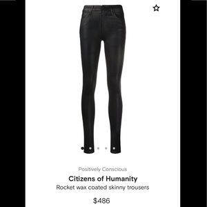 Citizens of Humanity black wax coated skinny jeans